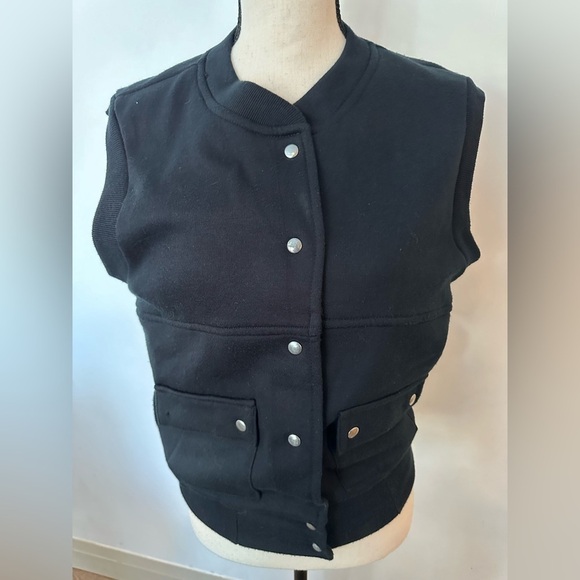 Jaguar vintage, black snap button vest fleece SZ  M - Picture 3 of 5